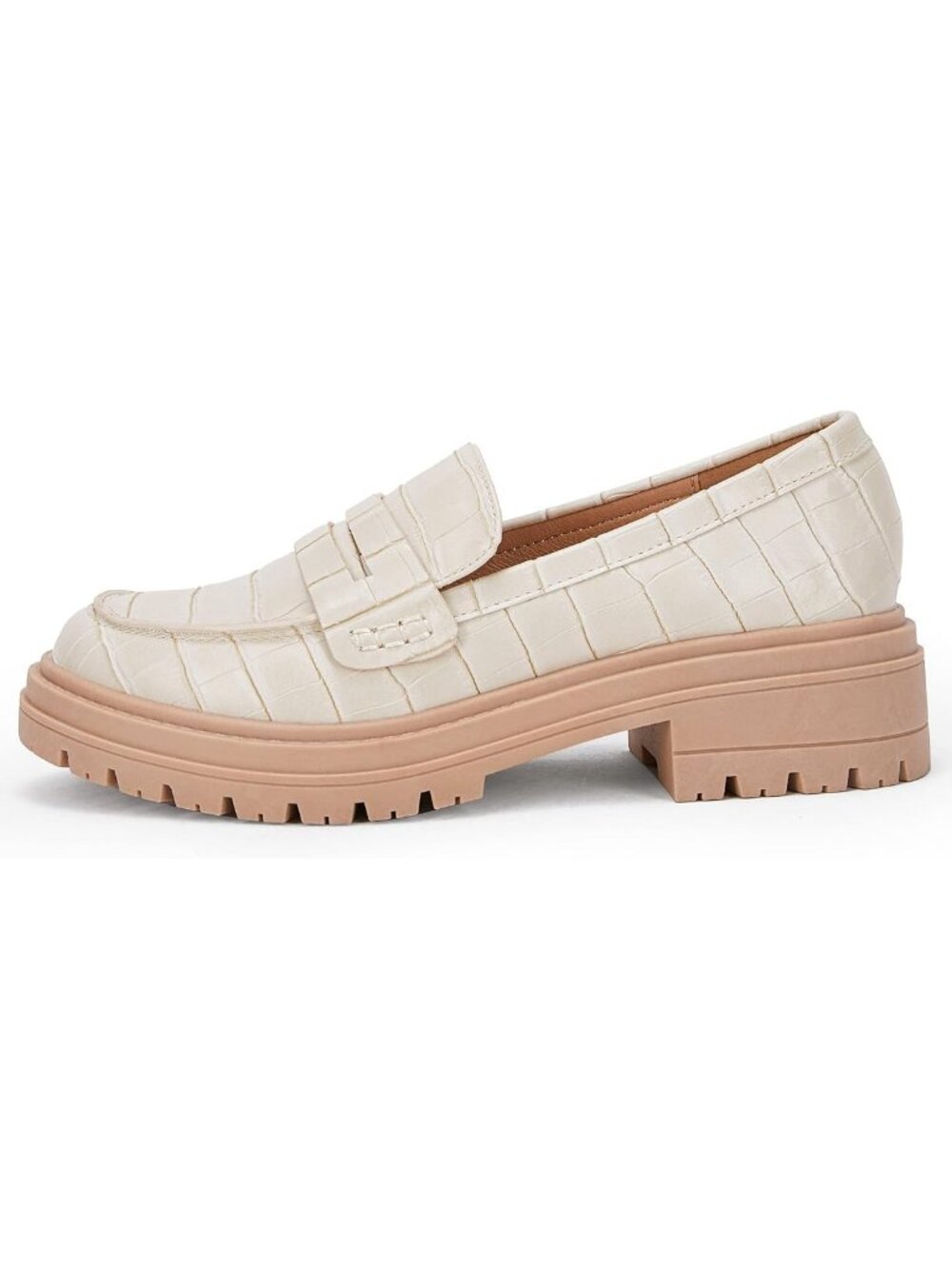 Coutgo Size 9 Penny Loafers Retro British Brogue Design Platform Rubber Lug Sole - Picture 3 of 6